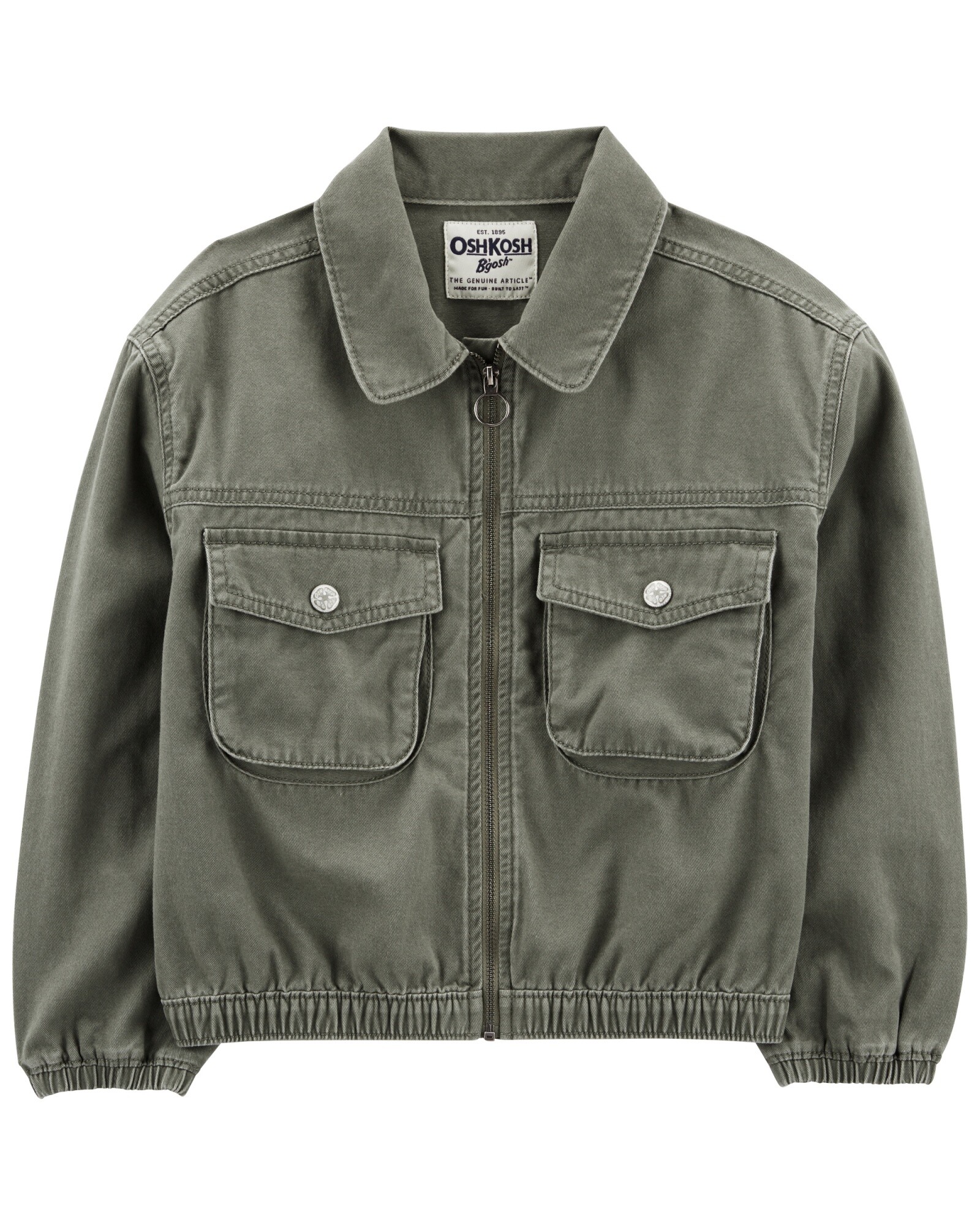 Campera de algodón, estilo aviador, de corte recto Sin color