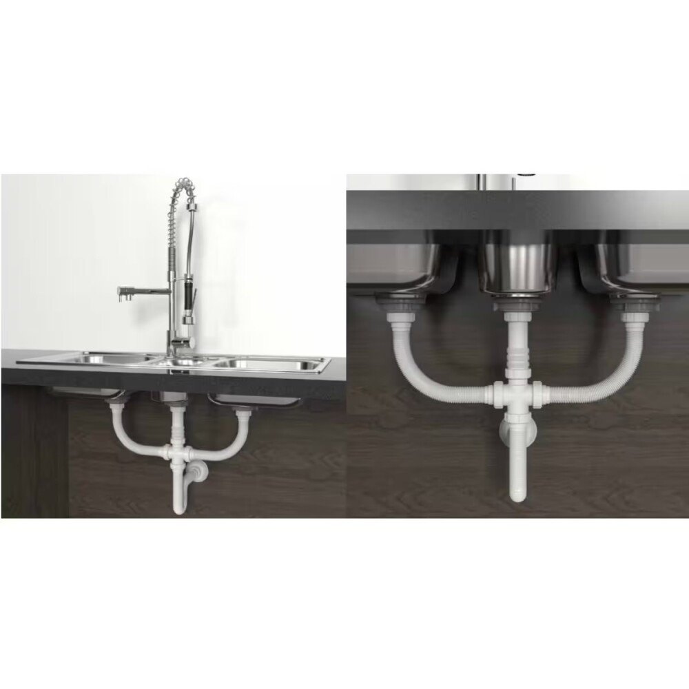 Sifón extensible triple blanco Universal Sifón Extensible Triple Blanco Universal