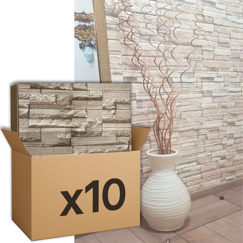 Placa Autoadhesiva Revestimiento Pared pack 10 Un Piedra Oscura