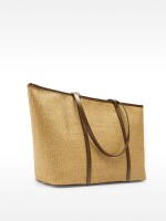 Bolso Shopper De Efecto Rafia Con Colgante natural