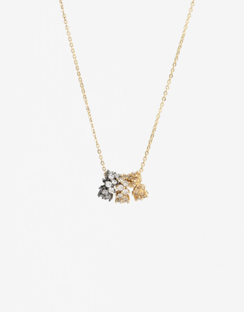 Cadena Corta con Dije Cubic zirconia Collar Con Dije Hematite De La Línea Delicates. - Dorado