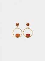 Pendientes Largos Con Piedras naranja
