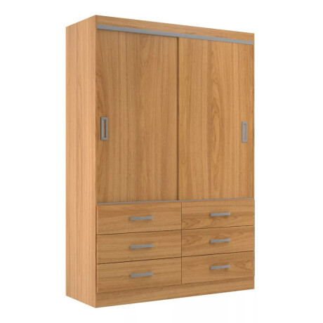 ROPERO 2 PUERTAS 6 CAJONES GUARDARROPA ARMARIO PLACARD CLOSET COLOR MADERA