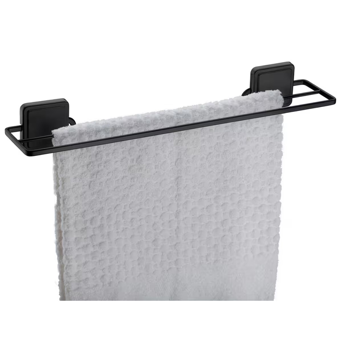 Toallero Doble Adhesivo 45cm Negro Mate 