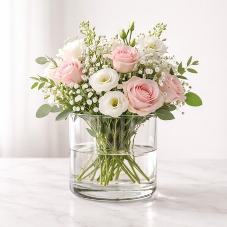 Florero vidrio decorativo cilindro bajo 10,5x9cm TRANSPARENTE