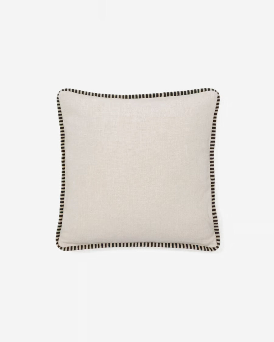 Almohadón Ardit de lino y algodón beige con raya bordada a contraste - negro 45 x 45 cm 