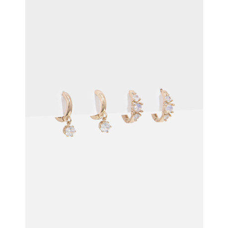 Set De Argollas Con Cubic Dorado