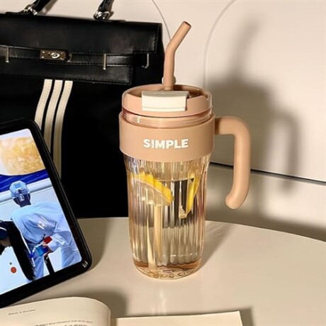 Vaso con manija y sorbito Marron