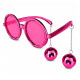 Lentes con Bola de Espejos Fucsia