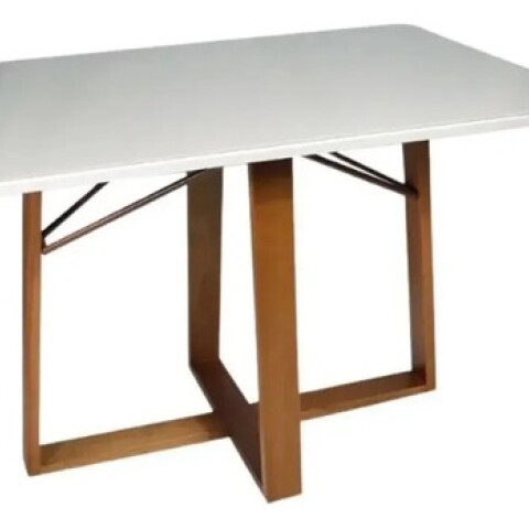 Mesa Comedor ComboHome Elma 120x80Cm Reforzada Madera Vidrio Blanco 1