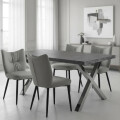 Juego De Comedor Mesa 1.60m + 4 Sillas Acolchonadas Ecocuero Gris Liso Juego De Comedor Mesa 1.60m + 4 Sillas Acolchonadas Ecocuero Gris Liso
