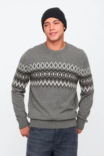 Buzo Fairisle Hombre Heather Grey