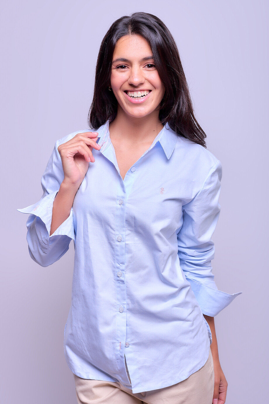 Camisa Dama Clásica Celeste Lisa