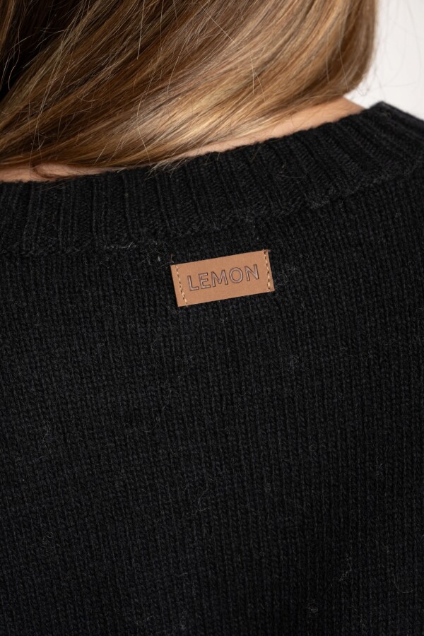 Sweater Lana Apliques Negro