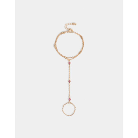 Pulsera Flexible Con Anillo Unido Dorado