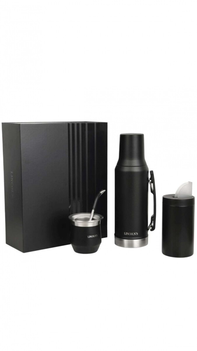 Kit Cebador - Mate -Termo -Yerbera -Bombil Premium Negro 