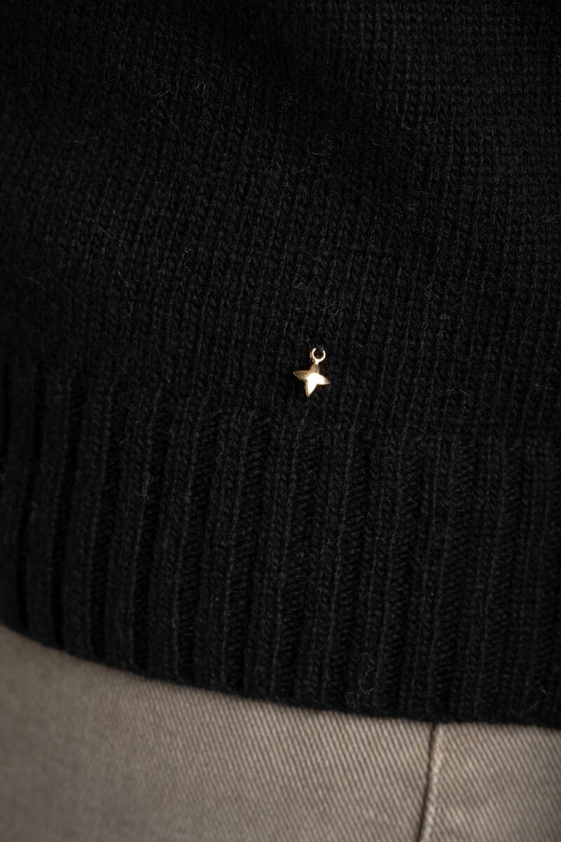 Sweater Lana Apliques Negro