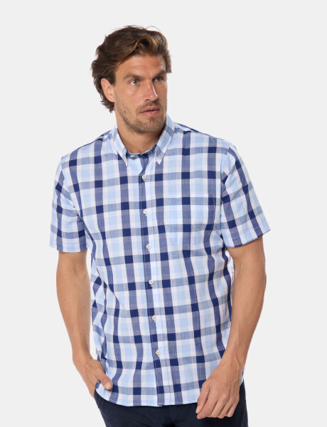 CAMISA A CUADROS Celeste