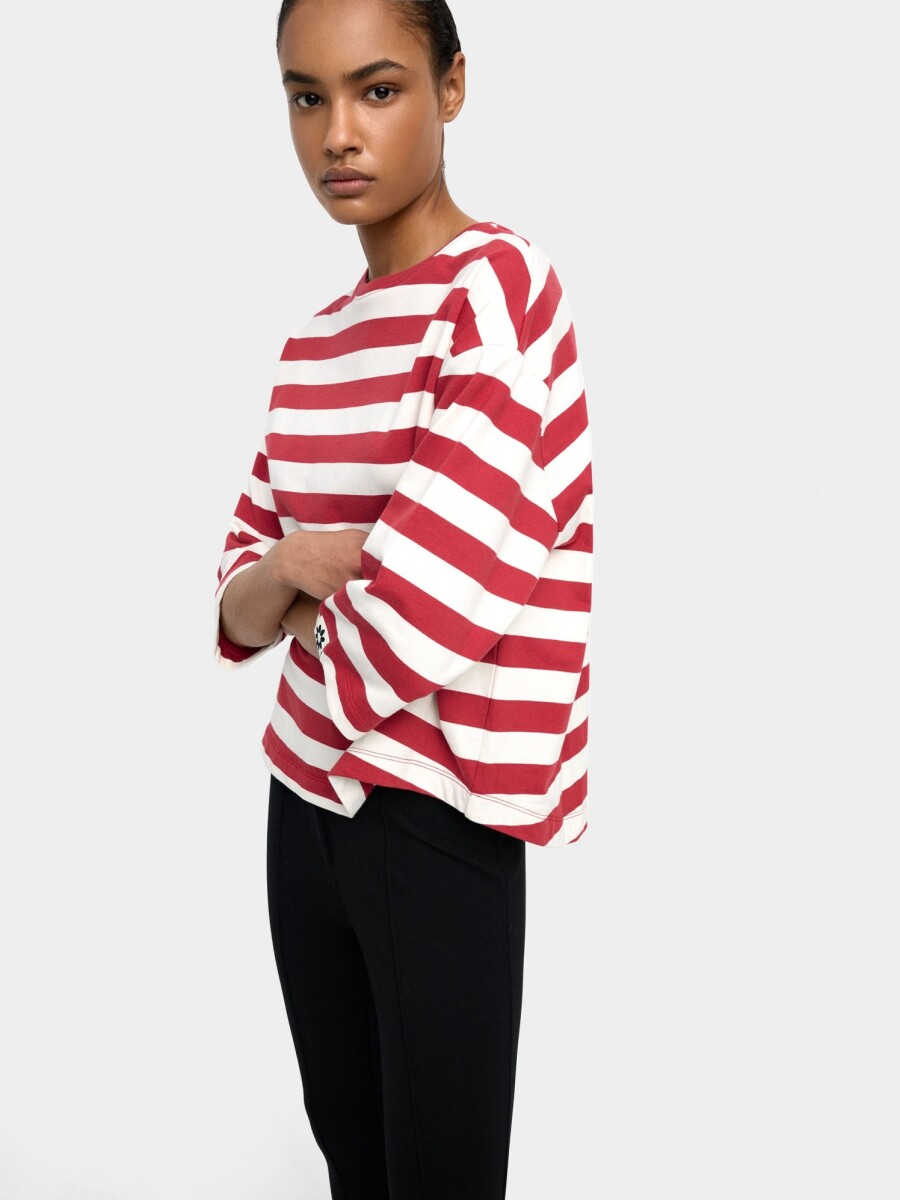 Sudadera A Rayas rojo
