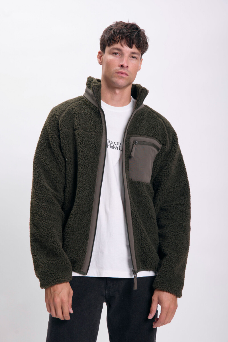Campera sherpa estampada Verde