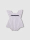 Vestido De Rayas Con Detalle De Ondas Blanco