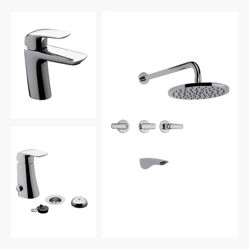 Juego Completo De Griferia, Incluye Lavatorio, Bidet Y Ducha De Embutir Epuyen Fv 000