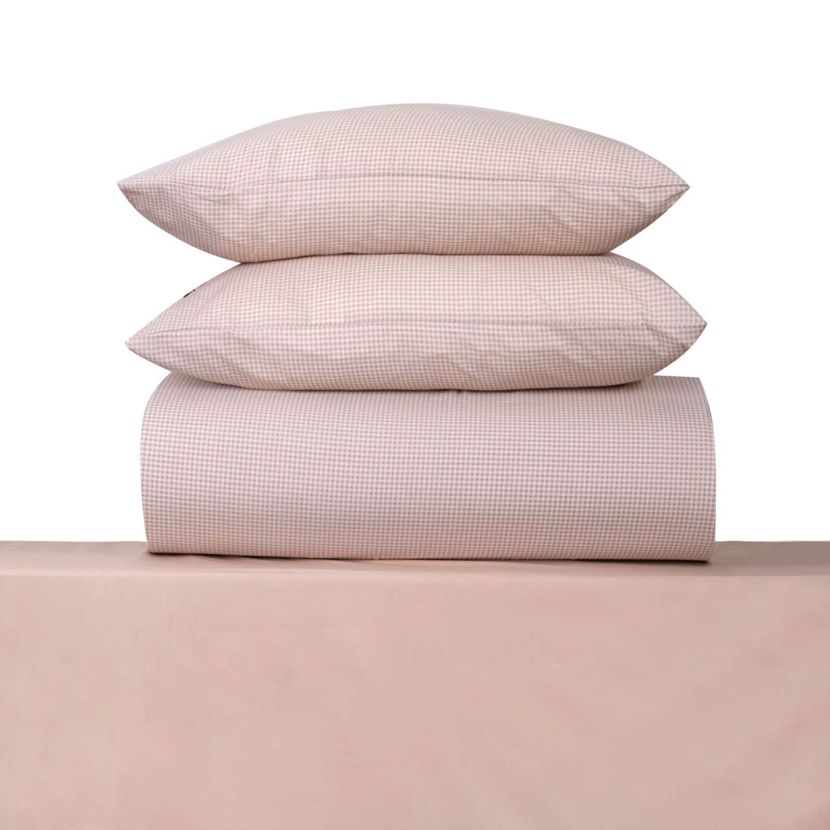 JUEGO SÁBANAS - QUEEN ALGODON-Y-POLIESTER NATURAL-BEIGE VICHY AVENA 