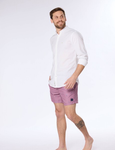 CAMISA DE LINO CUELLO MAO Blanco