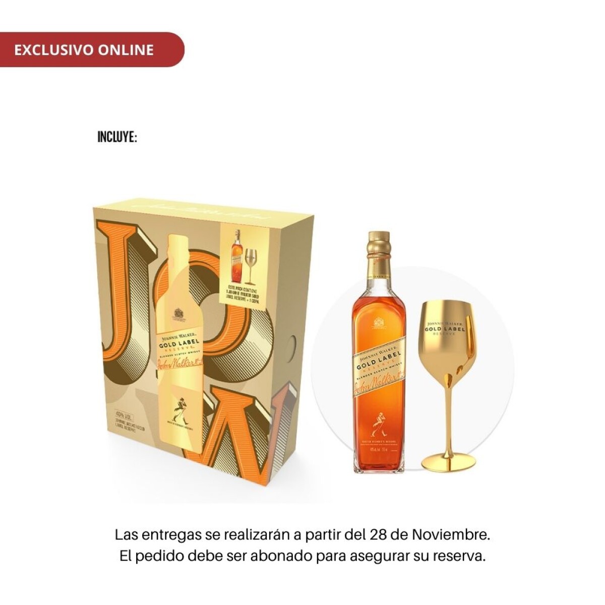 Kit Johnnie Walker Gold Label Reserve 750ml + 1 Copa 
