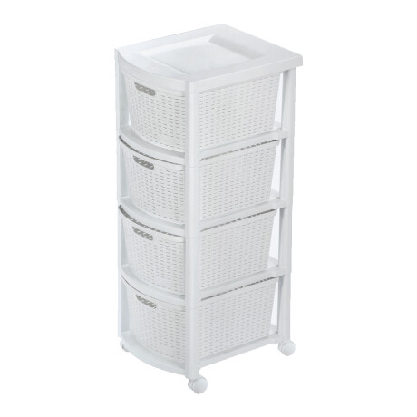 Cajonera Organizador Rimax Símil Rattan con 4 Cajones Altos Blanco