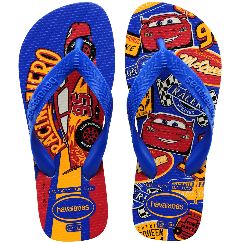 Sandalias Infantiles Havaianas Kids Cars Blanco - Azul - Estrellas