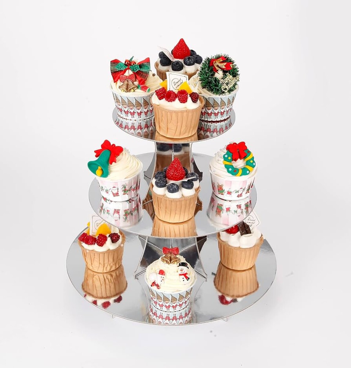 Soporte para Cupcake de Carton Metalizado - Plateado 