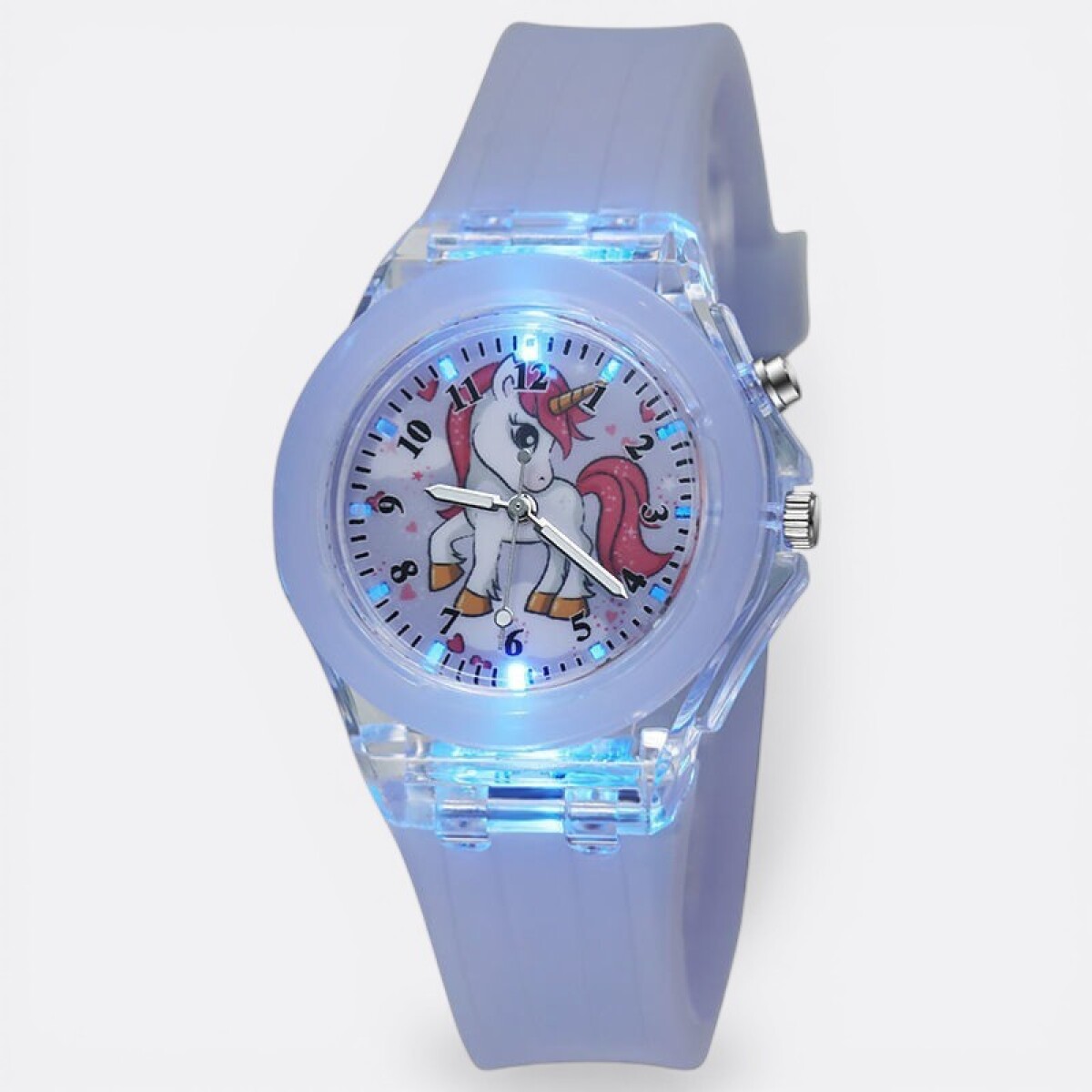 Reloj Unicornio Infantil De Pulsera Con Luz Colores - Lila 
