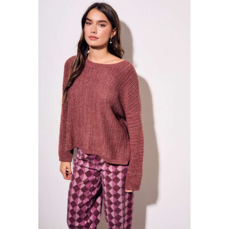 Sweater Texturado Lurex Bordeaux