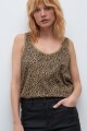 Musculosa escote a la base animal print tostado