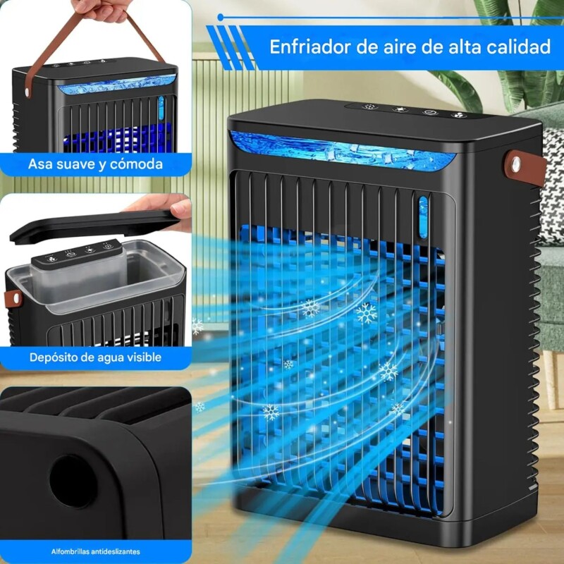 Mini Aire Acondicionado Portátil USB C/Humidificador Luz LED Mini Aire Acondicionado Portátil USB C/Humidificador Luz LED