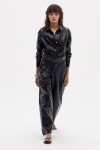 Pantalón Culotte en Lino Metalizado Negro