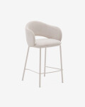Taburete Maina de chenilla beige y patas de acero con acabado beige FSC Mix Credit 65 cm