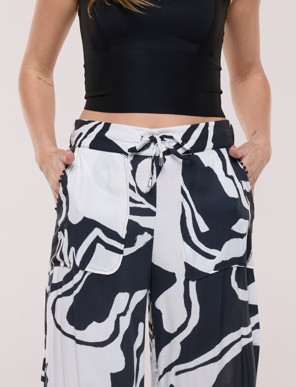Pantalón Holgado Pull On Con Cordón NEGRO/CRUDO