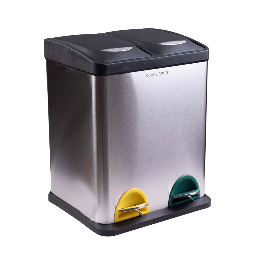 PAPELERA DOBLE ACERO-INOXIDABLE GRIS