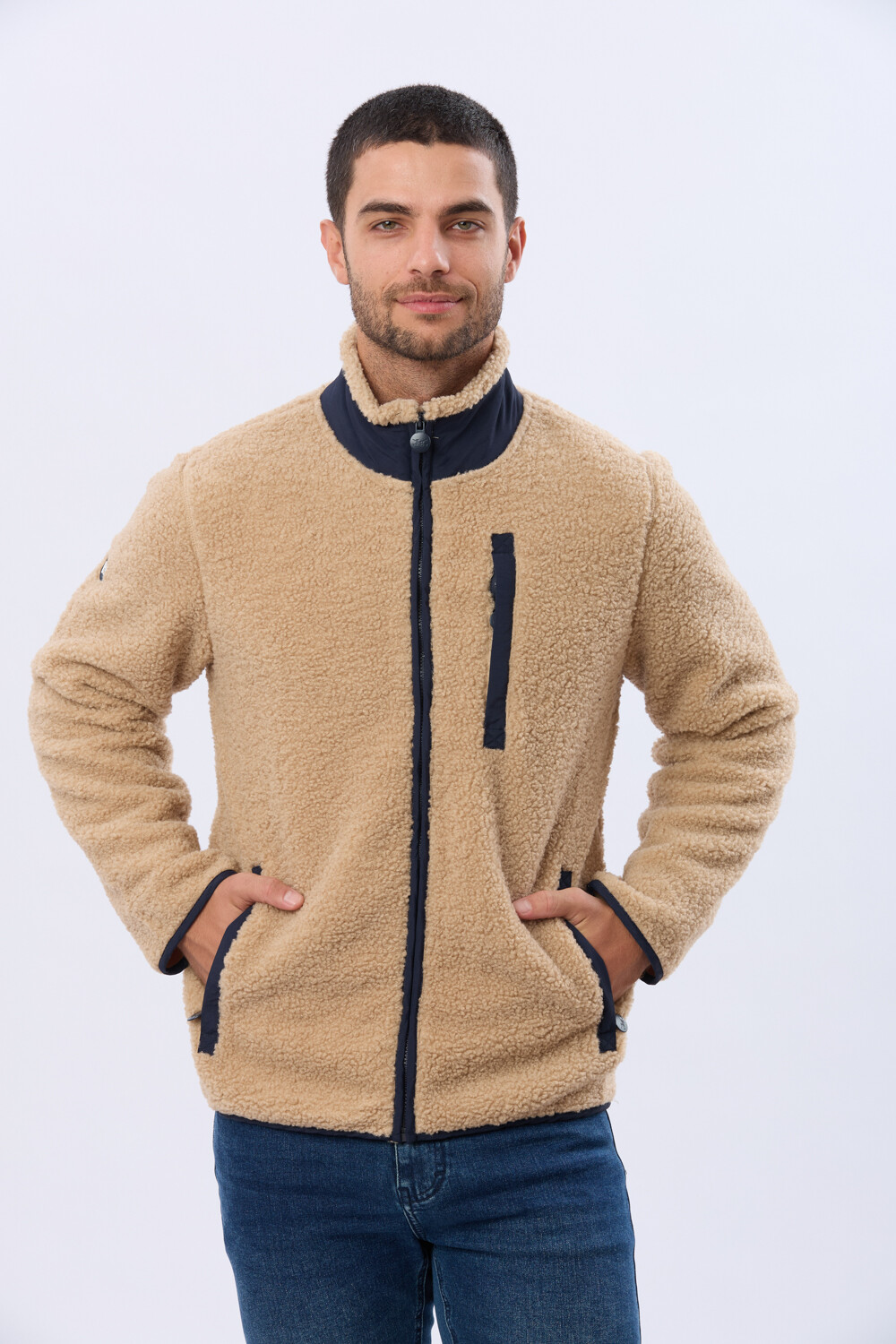 CAMPERA DE CORDERITO y POLAR Beige