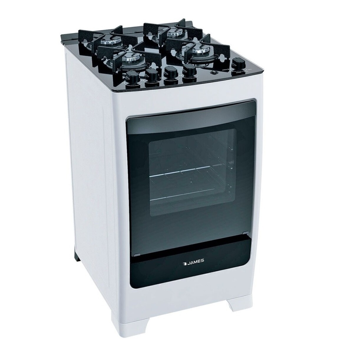 Cocina James C700 V 4 Hornallas Mesada De Vidrio Blanca 