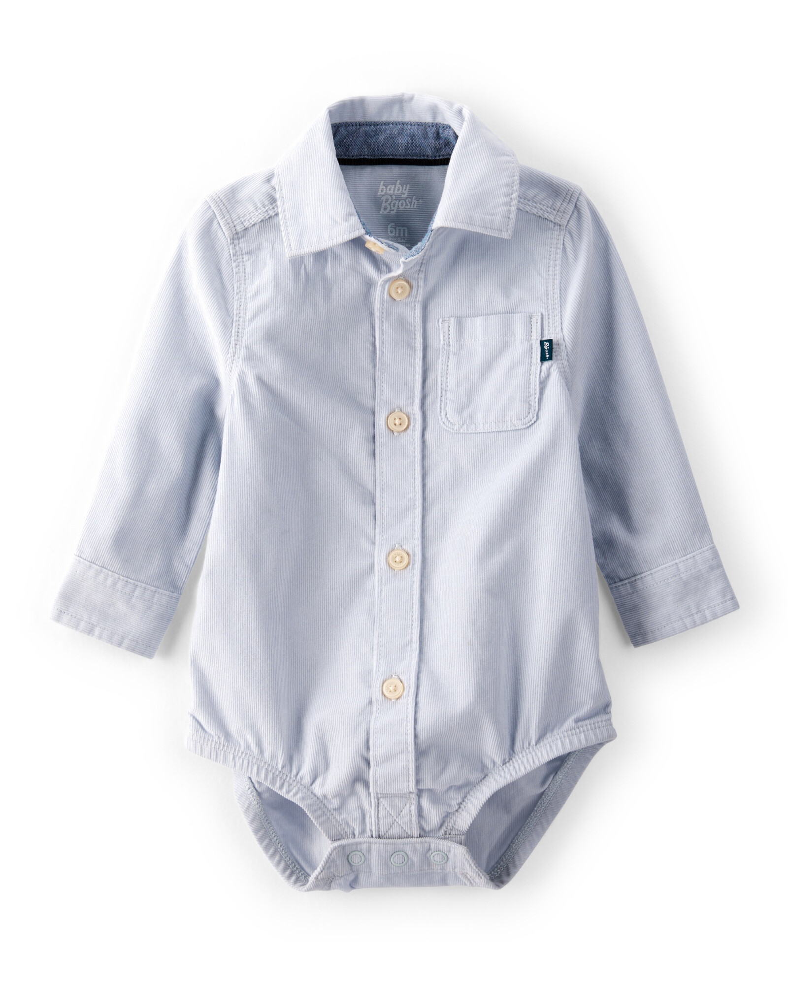 Body de pana, tipo camisa, celeste Sin color