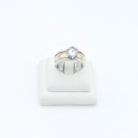 Anillo de plata 925 y double en oro 18 ktes Circonia
