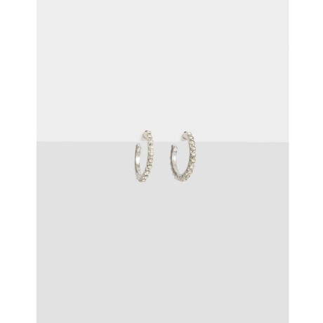 Argollas Con Strass Plateado