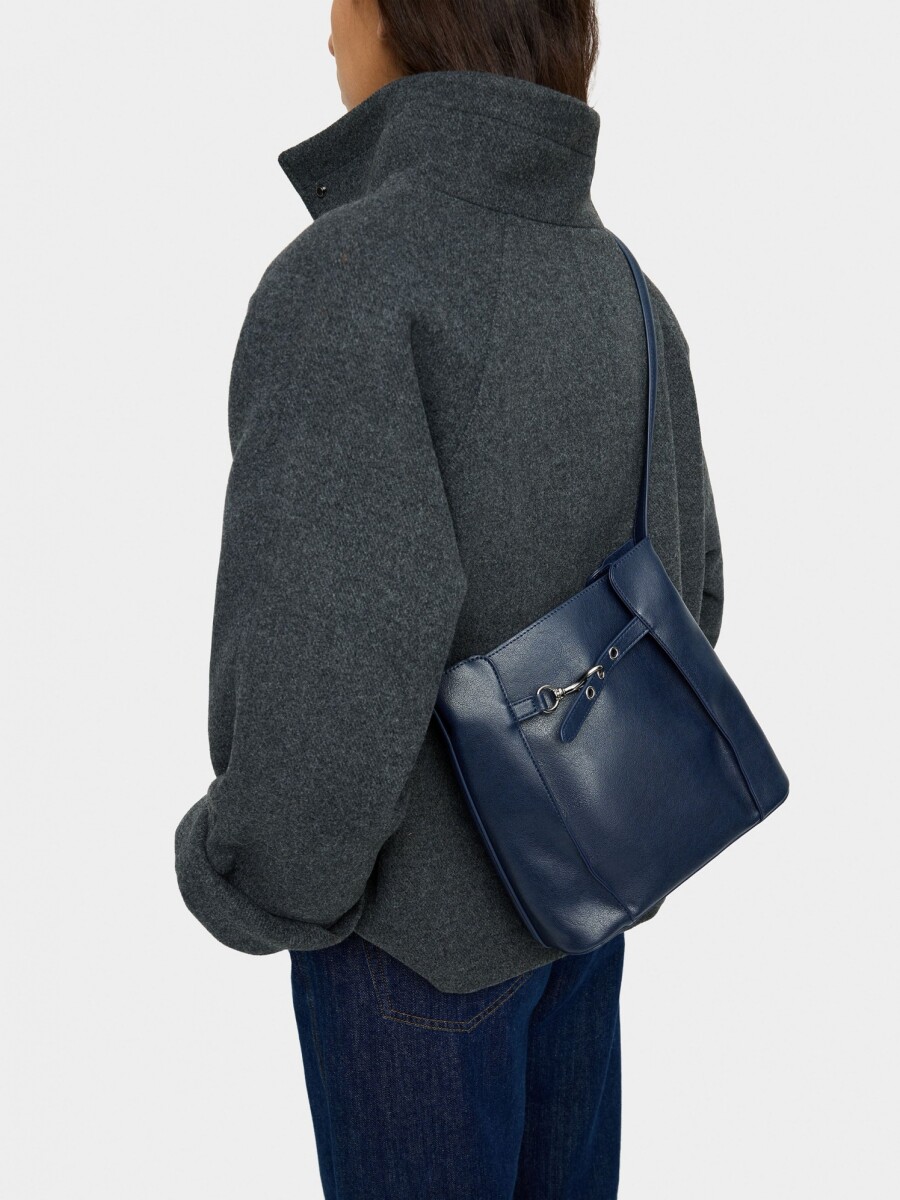Bolso Bombonera Con Pliegues Laterales azul-marino