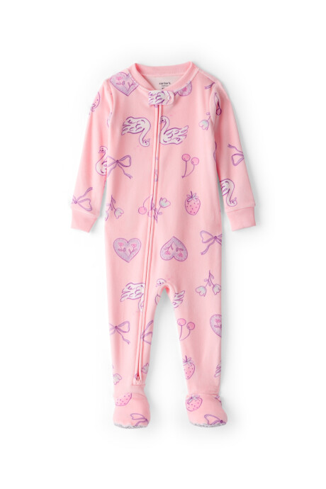 Pijama una pieza de DreamPlush, con pie, rosado, diseño cisnes Sin color