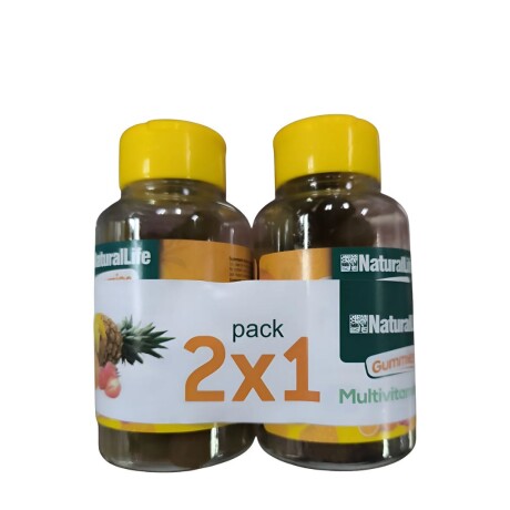 Pack x2 multivitamínico x60 gomitas ananá frutilla naranja Natural Life Pack x2 multivitamínico x60 gomitas ananá frutilla naranja Natural Life