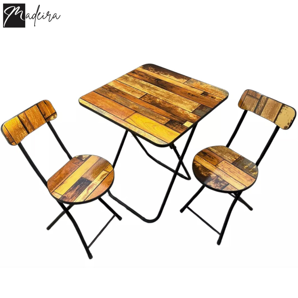 Juego de balcón terraza mesa cuadrada con 2 sillas Juego de balcón terraza mesa cuadrada con 2 sillas