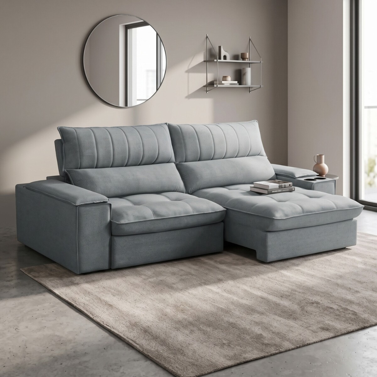 Sillón 3 cuerpos Retráctil Reclinable - Bariloche - Gris 